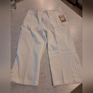 Coldwater Creek White Twill Cropped Pants Size 10 NWT